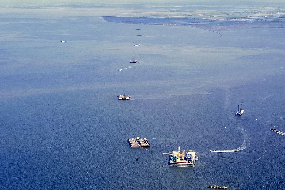 Luftbild der Bauarbeiten