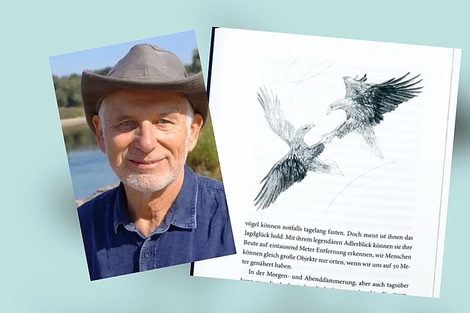 Porträt EP Dörfler und Illustration aus dem Buch