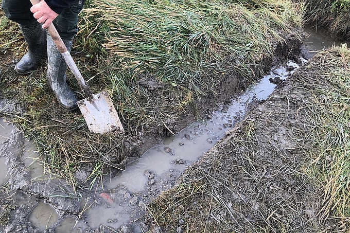 Baustelle mit neuem Abfluss