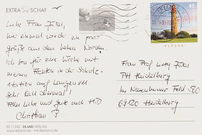 Postkarte von Klassenfahrt an Prof. Jäkel Postkarte von Klassenfahrt an Prof. Jäkel