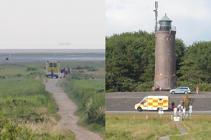 Montage zweier Fotos von Rettungswagen