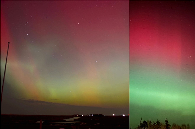 Collage zweier Polarlichtfotos