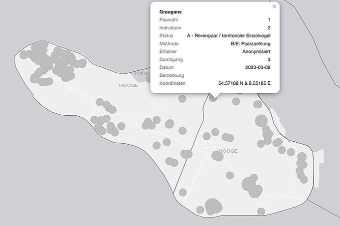 Karte der Ergebnisse der gemeinsamen Erfassungsübung