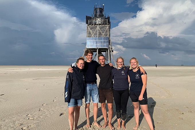 Das Pellwormer Team an der Süderoogsand-Bake