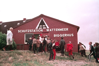 Die erste Ausstellung der Schutzstation Wattenmeer auf Hallig Hooge.