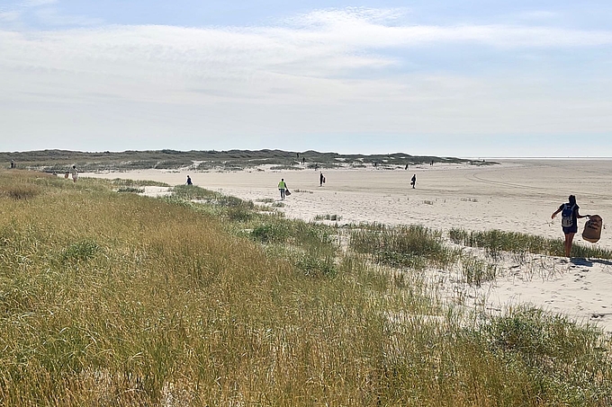 Sammelgruppe an den Dünen an der Sandbank