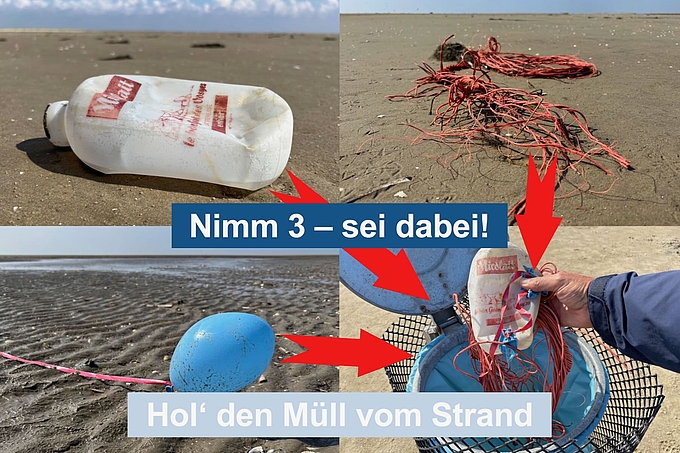 Collage Müllteile und Mülleimer