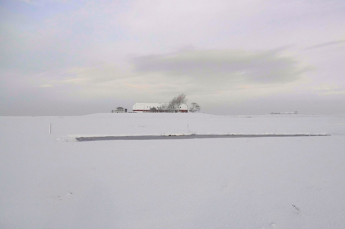 Station Langeneß in tiefem Schnee
