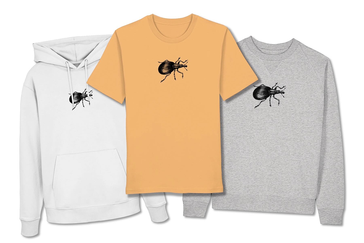 Collage verschiedener Textilien mit Käfer-Motiv Collage verschiedener Textilien mit Käfer-Motiv