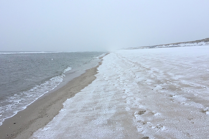 Sylter Strand mit Schnee