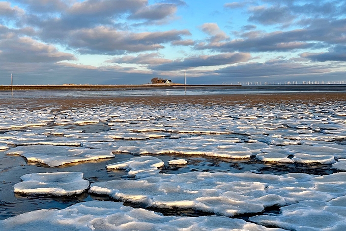 Eisschollen vor der Hallig