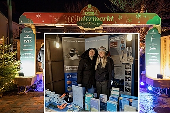 Collage mit Eingang zum Wintermarkt und Team