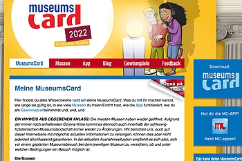 Ausschnitt der Webseite der MuseumsCard 2022